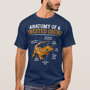 Anatomie van een Crested Gecko Eyelash Lizard Herp T-shirt