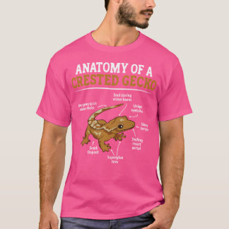 Anatomie van een Crested Gecko Eyelash Lizard Herp T-shirt