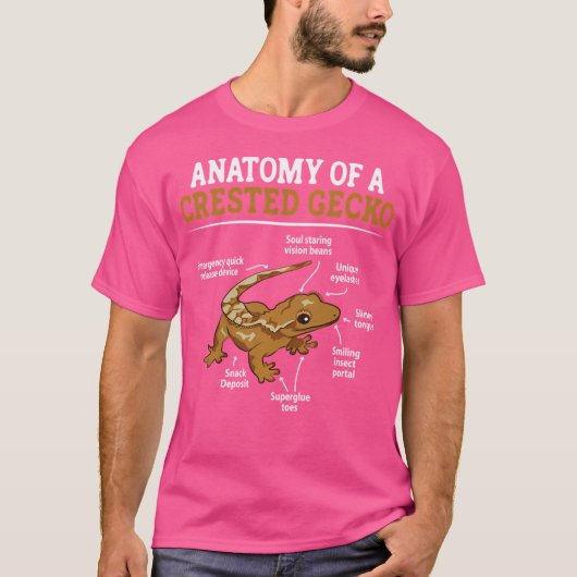 Anatomie van een Crested Gecko Eyelash Lizard Herp T-shirt (Voorkant)