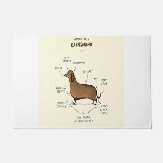 Anatomie van een dachshund | Dachshund-Hondenliefh Deurmat (Voorkant)