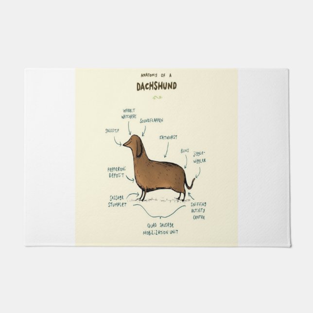 Anatomie van een dachshund | Dachshund-Hondenliefh Deurmat (Voorkant)