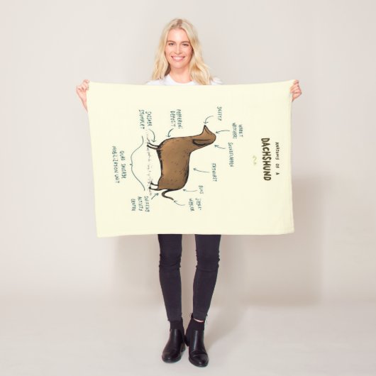 Anatomie van een dachshund | Dachshund-Hondenliefh Fleece Deken (In situ)
