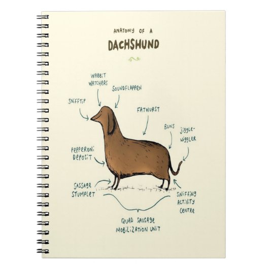 Anatomie van een dachshund | Dachshund-Hondenliefh Notitieboek (Voorkant)