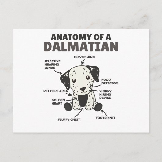 Anatomie van een Dalmatische zoete honden Funny Pu Briefkaart (Voorkant)