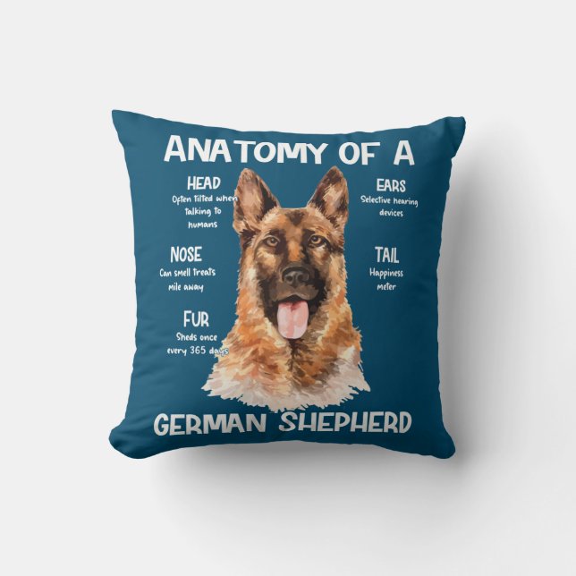 Anatomie van een Duitse herder voor Hondenliefhebb Kussen (Voorkant)