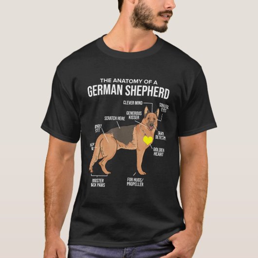 Anatomie van een Duitse herderhond T-shirt (Voorkant)