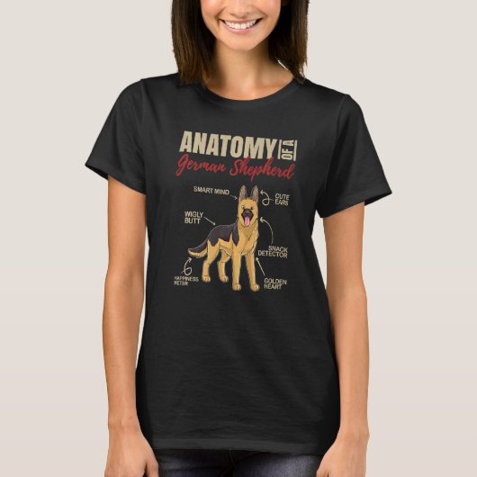 Anatomie van een Duitse herdershond T-shirt (Voorkant)