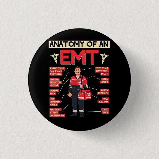 Anatomie van een EMT Paramedische EMT EMS Health C Ronde Button 3,2 Cm (Voorkant)