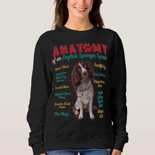 anatomie van een Engelse Springer Spaniel Dog Trui (Voorkant)
