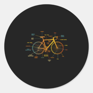 Anatomie van een fiets - fiets onderdelen  ronde sticker