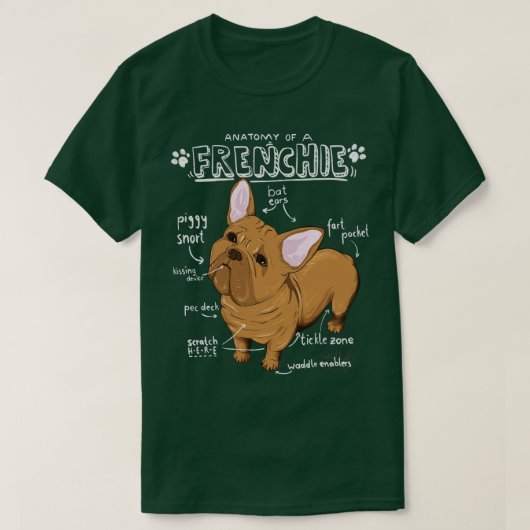 Anatomie van een Franse Bulldog T-shirt (Design voorkant)