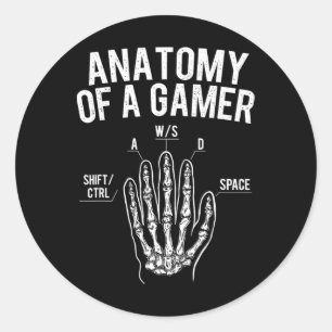 Anatomie van een gamer - Gaming video game liefheb Ronde Sticker