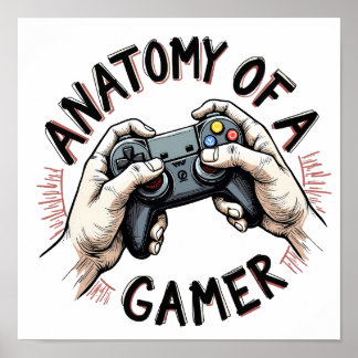 Anatomie van een Gamer - Retro Gamer T-shirt voor Poster
