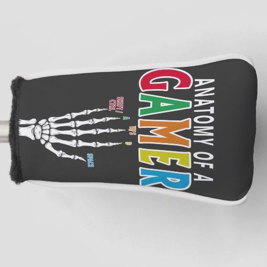 Anatomie van een gamer skelet Hand Funny Head Hoes Golfheadcover (Voorkant)