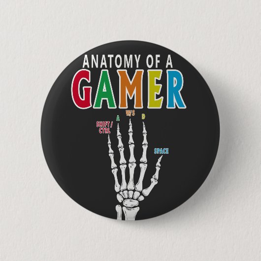 Anatomie van een gamer skelet Hand Funny knop Ronde Button 5,7 Cm (Voorkant)