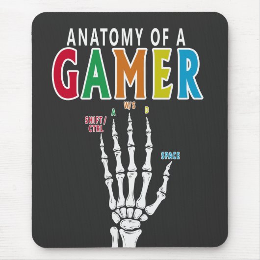 Anatomie van een gamer skelet Hand Funny Muismat (Voorkant)