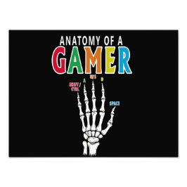 Anatomie van een gamer skelet Hand Funny Print Foto Afdruk