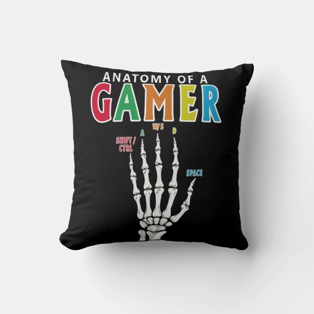 Anatomie van een gamer skelet hand grappig kussen (Voorkant)