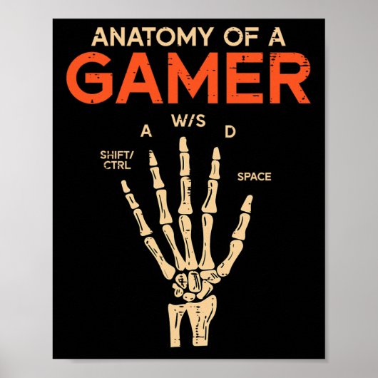 Anatomie van een Gamer Skelet Hand Grappige Mannen Poster (Voorkant)