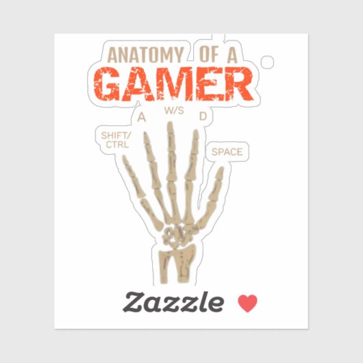 Anatomie van een Gamer Skeleton Hand Keyboard Sticker (Vel)