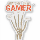 Anatomie van een Gamer Skeleton Hand Keyboard Sticker (Voorkant)