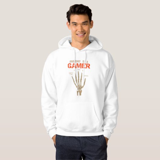 Anatomie van een Gamer Skeleton Hand Keyboard T-Sh Hoodie (Voorkant volledig)