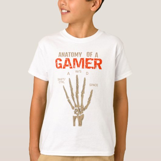 Anatomie van een Gamer Skeleton Hand Keyboard T-Sh T-shirt (Voorkant)