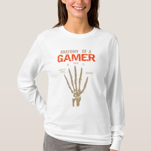 Anatomie van een Gamer Skeleton Hand Keyboard T-Sh T-shirt (Voorkant)