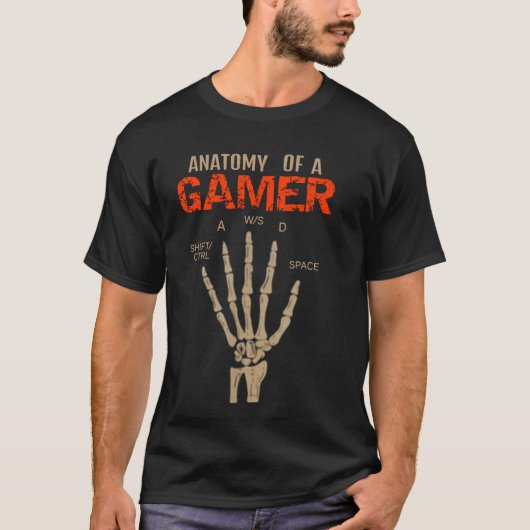 Anatomie van een Gamer Skeleton Hand Keyboard T-Sh T-shirt (Voorkant)
