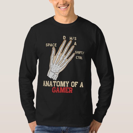 Anatomie van een gamer Videospelletjes liefhebber T-shirt (Voorkant)