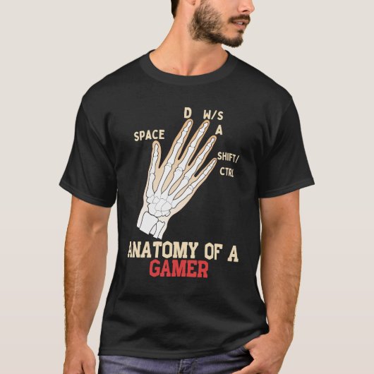 Anatomie van een gamer Videospelletjes liefhebber T-shirt (Voorkant)