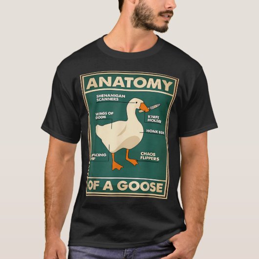 Anatomie van een gans Fun meme Dierenliefhebber T-shirt (Voorkant)