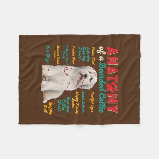  anatomie van een gekaarde collie Funny Dog Fleece Deken (Voorkant (Horizontaal))