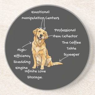 Anatomie van een Golden Retriever - Grappige Hond Zandsteen Onderzetter
