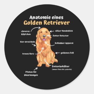 Anatomie van een Golden Retriever met zoete honden Ronde Sticker