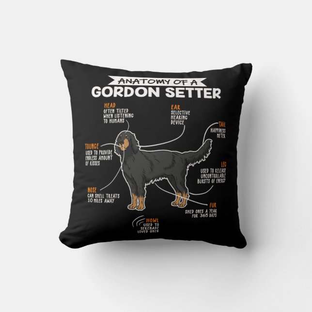 Anatomie van een Gordon Setter Funny Dog Owner Gif Kussen (Voorkant)