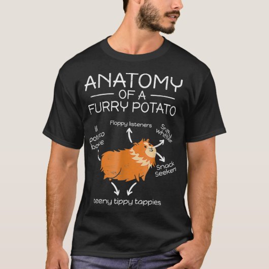 Anatomie van een harige aardappel cavia knaagdierw t-shirt (Voorkant)