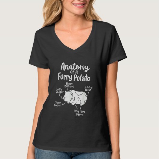 Anatomie van een harige aardappel cavia t-shirt (Voorkant)