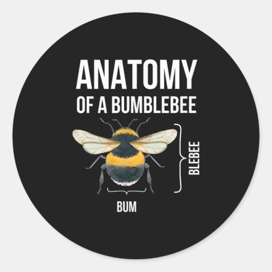 Anatomie van een hommel Grappig Sarcastisch Humor Ronde Sticker (Voorkant)