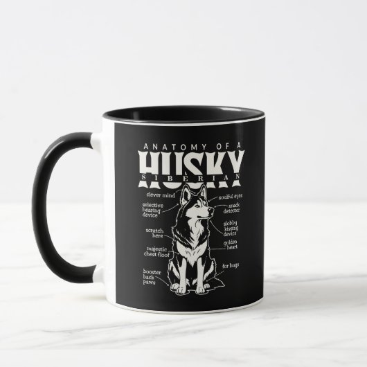 Anatomie van een Husky Grappige Hondenras Quote Mo Mok (Links)