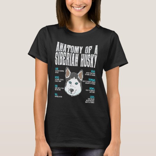 Anatomie van een husky hond t-shirt (Voorkant)