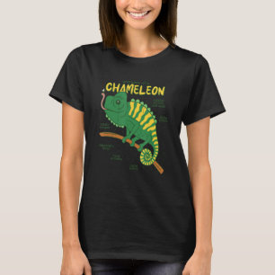 Anatomie van een kameleon hagedis reptiel t-shirt