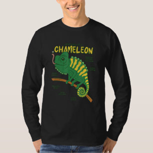 Anatomie van een kameleon hagedis reptiel t-shirt