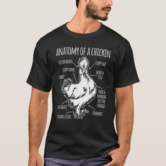 Anatomie van een kippenkip met Boerderij T-shirt (Voorkant)