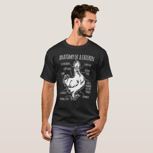 Anatomie van een kippenkip met Boerderij T-shirt (Voorkant volledig)