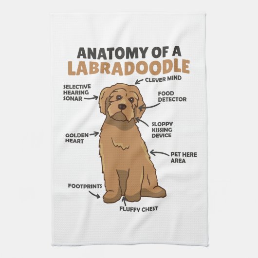 Anatomie van een labradoedle Cute Canine Puppy Theedoek (Verticaal)