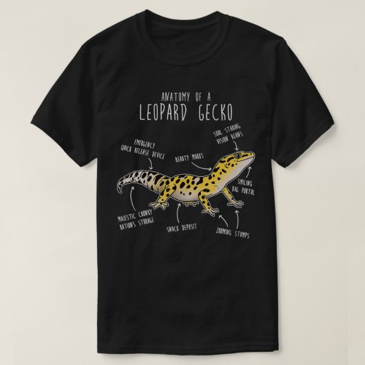 Anatomie van een Leopard Gecko, Funny Pet Reptile T-shirt (Design voorkant)