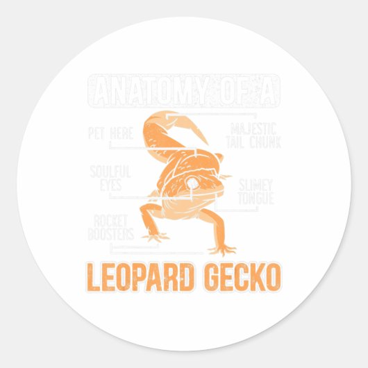 Anatomie van een leopard Gecko Lover Lizard Animal Ronde Sticker (Voorkant)