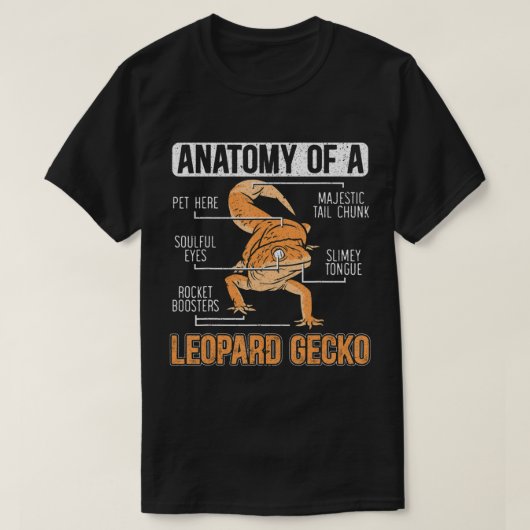 Anatomie van een leopard Gecko Lover Lizard Animal T-shirt (Design voorkant)