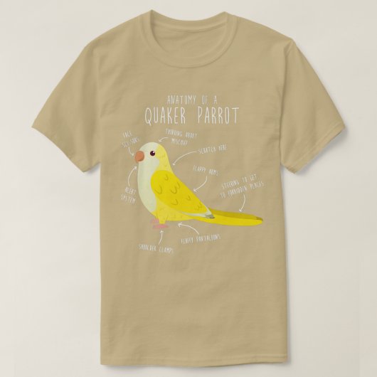 Anatomie van een Lutino Quaker Parrot T-shirt (Design voorkant)